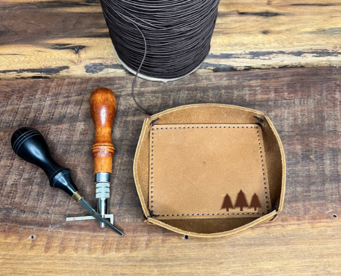 Small Hand Stitched Leather Valet: Design