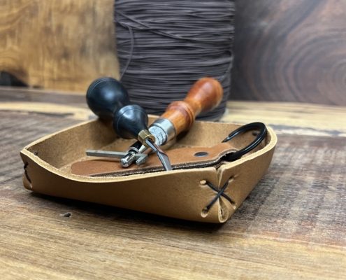 Small Hand Stitched Leather Valet Tray